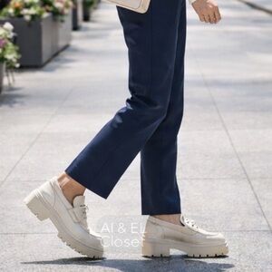 Beautiisoles by Robyn Shreiber Freddie Loafers Size 12 Off White Leather NWB